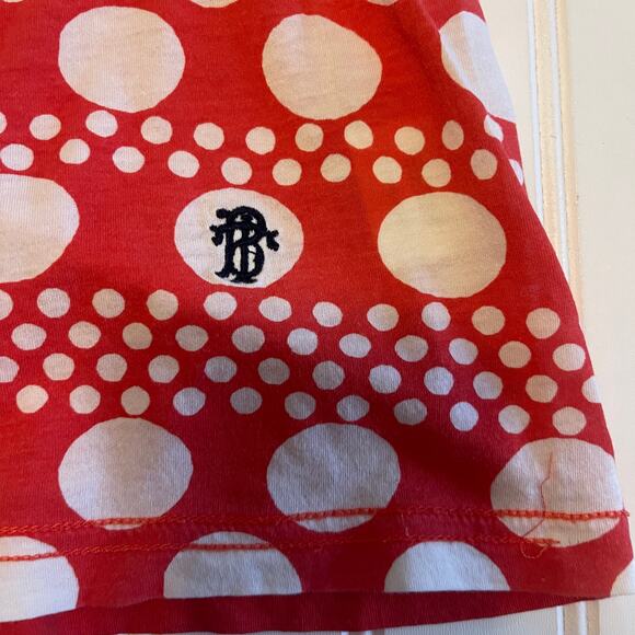 Tory Burch Karin Poppy Darby Scoop Neck Short Sleeve Polka Dot Tee Large READ - Picture 2 of 9